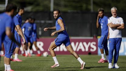L’équipe de France à l’entraînement.