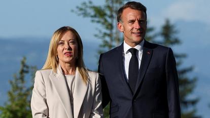 Emmanuel Macron et Giorgia Meloni lors du sommet du G7 à Évian-les-Bains, le 15 juin 2026.