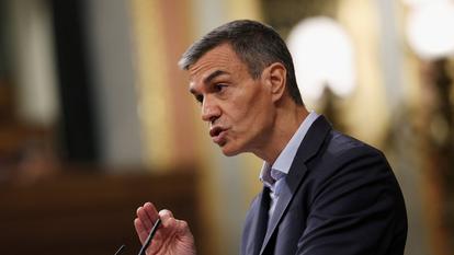 Le premier ministre espagnol Pedro Sanchez s’adresse au Parlement pour répondre aux accusations de corruption visant son parti socialiste, à Madrid, en Espagne, le 24 juin 2026.