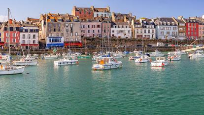 Douarnenez. Panorama du port du Rosmeur, Finistère, Bretagne.