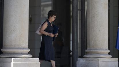 La ministre de la Transition écologique Monique Barbut quittant le palais de l’Élysée le 24 juin 2026.