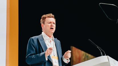Paul Marshall à la tribune de l’Alliance for Responsible Citizenship Conference en 2023, à Londres.