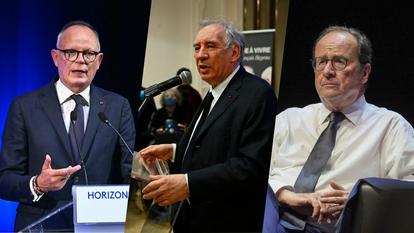 Édouard Philippe, François Bayrou et François Hollande (de gauche à droite).
