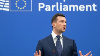 Jordan Bardella au Parlement européen, à Strasbourg.