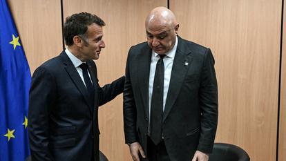 Le président de la France, Emmanuel Macron, rencontre le président du Liban, Joseph Aoun, à Nicosie, Chypre, le 24 avril 2026, en marge d’un sommet européen.