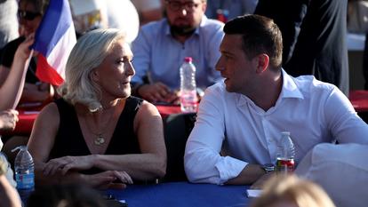 Marine Le Pen et Jordan Bardella à Liévin (Pas-de-Calais) le 4 juillet 2026.