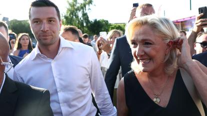 Jordan Bardella et Marine Le Pen à Liévin (Pas-de-Calais), le 4 juillet 2026.