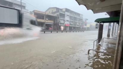 Photo d’illustration des dégâts causés par le typhon Mekkhala à Kaohsiung, Taïwan, le 25 juin 2026.