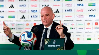 Le président de la FIFA, Gianni Infantino, lors d’une conférence de presse à Mexico, le 10 juin 2026.