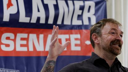 Le candidat démocrate au Sénat américain Graham Platner à Portland, dans le Maine, le 7 juin 2026.