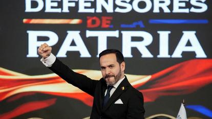 Le président élu de la Colombie, Abelardo de la Espriella, à Bogota, Colombie, le 25 juin 2026.