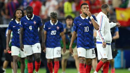 L’équipe de France lors de la demi-finale face à l’Espagne, le mardi 14 juillet 2026.