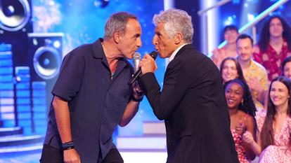 Nikos Aliagas et Nagui dans «N’oubliez pas les paroles», jeudi 16 juillet.