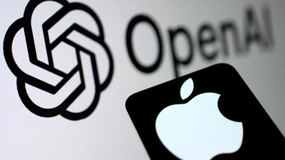 Les logos d'OpenAI et d'Apple.