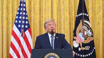 Donald Trump lors de son allocution, le 16 juillet 2026.