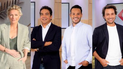 Anne-Élisabeth Lemoine, Patrick Cohen, Mohamed Bouhafi et Bertrand Chameroy dans «C à vous» sur France 5.
