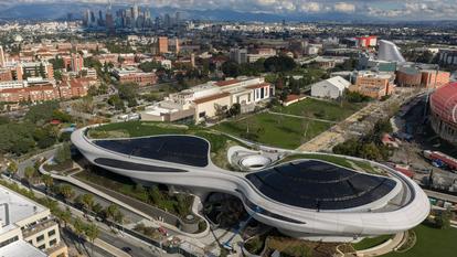 Le Lucas Museum of Narrative Art en construction à Los Angeles aux États-Unis.