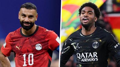Mohamed Salah, ici sous le maillot de l’Égypte, et Ibrahim Mbaye, attaquant du Paris Saint-Germain.