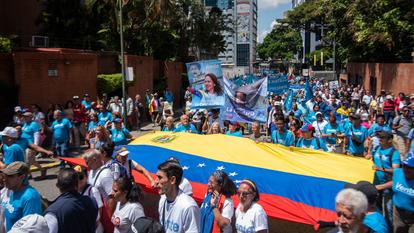 Des partisans de l’opposante Maria Corina Machado, à Caracas, en juillet.