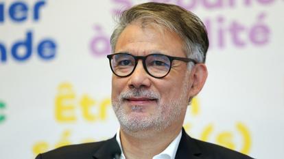 Olivier Faure, premier secrétaire national du Parti socialiste (PS), tient une conférence de presse à Paris, le 30 juin 2026, pour présenter le projet politique adopté par le parti.