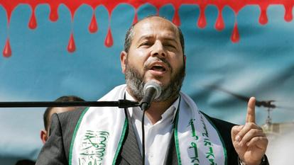Khalil al-Hayya, chef du Hamas, lors d’un rassemblement organisé par le mouvement islamiste à Gaza, le 4 mars 2008.