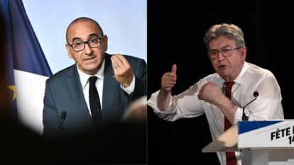 Le ministre de l’Intérieur Laurent Nunez et le fondateur de la France insoumise (LFI) Jean-Luc Mélenchon.