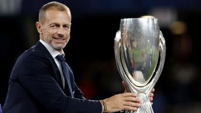 Le président de l’UEFA Aleksander Ceferin après la victoire du Paris Saint-Germain en Supercoupe de l’UEFA, le 12 août 2026.