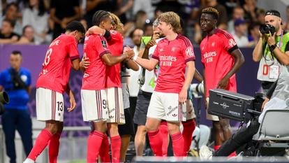 L’Olympique Lyonnais lors de sa victoire face au Toulouse FC (2-0), quelques jours avant son barrage retour face à Fenerbahçe.