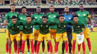 Équipe d’Éthiopie lors du match de qualification pour la Coupe d’Afrique des Nations 2025 face à la Guinée.