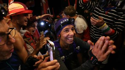 Blandine L’Hirondelle en août 2024 sur l’Ultra-Trail du Mont-Blanc.