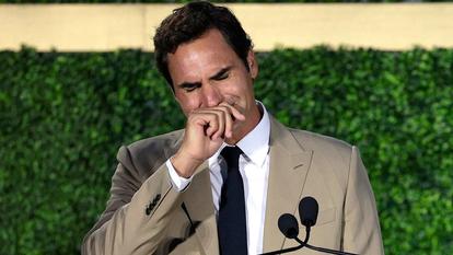 Roger Federer en larmes