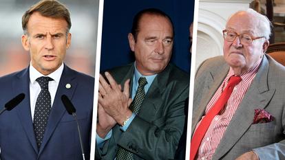 Emmanuel Macron, Jacques Chirac et Jean-Marie Le Pen.