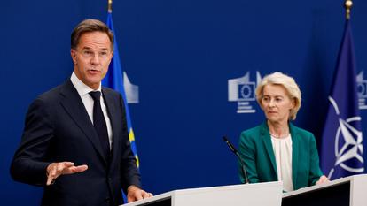 Le secrétaire général de l’OTAN Mark Rutte et la présidente de la Commission européenne Ursula von der Leyen, le 2 septembre 2026.