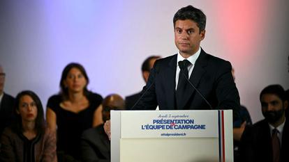 Gabriel Attal présente son équipe de campagne, le 3 septembre à Paris.