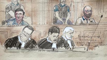 Derrière leurs avocats, Loïk Le Priol (à gauche) et Romain Bouvier.