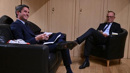 Gabriel Attal et Édouard Philippe, le 10 février 2025, avant un meeting de Pierre-Yves Bournazel, ancien candidat à la mairie de Paris.