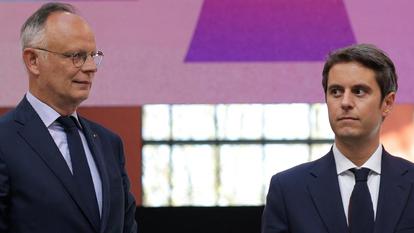 Édouard Philippe et Gabriel Attal le 6 avril 2025.