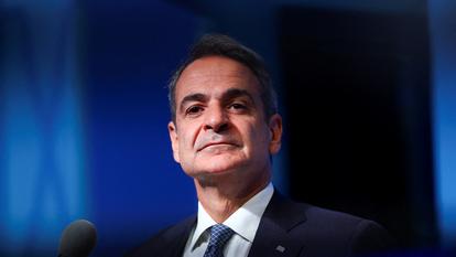 Le premier ministre grec Kyriakos Mitsotakis lors d’une intervention à la porte du sommet des dirigeants de l’OTAN à Ankara, en Turquie, le 8 juillet 2026.