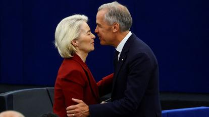 Ursula von der Leyen et Mark Carney au Parlement européen, à Strasbourg.