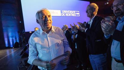 François Bayrou, dimanche 20 septembre, pour son discours de clôture de l’université de rentrée du MoDem, à L’Isle-sur-la-Sorgue (Vaucluse).