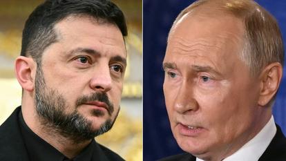Volodymyr Zelensky et Vladimir Poutine en 2025.