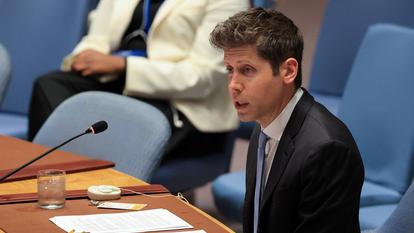Le PDG d’OpenAI Sam Altman, photographié ce mercredi au siège des Nations Unies