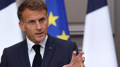 Emmanuel Macron, lors d’une conférence de presse, à l’Élysée, le 18 septembre 2026.