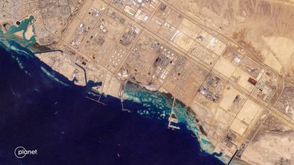 Une image satellite du site pétrolier de Yanbu, en Arabie saoudite.