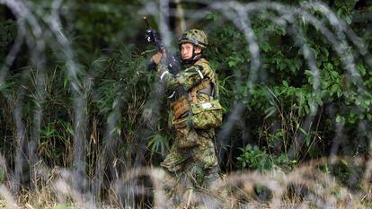Un soldat du 20e régiment d’infanterie de l’Armée d’autodéfense terrestre du Japon, à Miyagi, en septembre 2026.