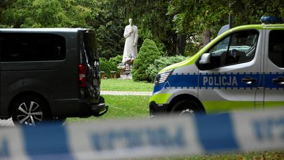Le site d’une attaque au couteau sur le terrain d’un monastère de Sœurs Bénédictines, à Jaroslaw, Pologne, le 24 septembre 2026.