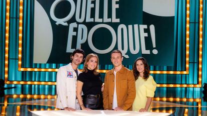 Jessé, Léa Salamé, Hugo Clément et Charlotte Dhesnaux dans «Quelle époque !» sur France 2