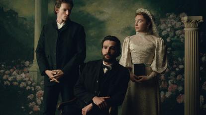 Mike Faist (Charles Trask), Christopher Abbott (Adam Trask) et Florence Pugh (Cathy Ames) forment le trio maudit d’origine d’A l’est d’Eden.
