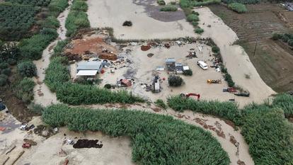 Une zone inondée à Malades, près d’Iraklio, sur l’île de Crète, en Grèce, le 1er octobre 2026.