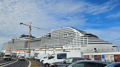Le MSC World Asia, en phase de finalisation au sein des Chantiers de l’Atlantique, à Saint-Nazaire (Loire-Atlantique), mardi 29 septembre 2026.